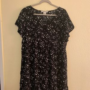 Passport NWOT Mini Black W/White Hearts  Flare Dress Size 2X